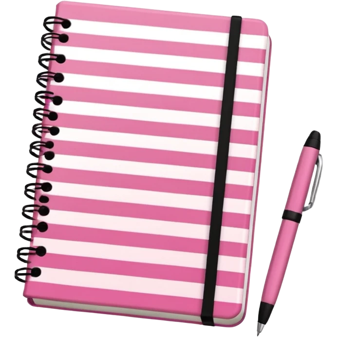 pink and brown striped diaries and pen emoji