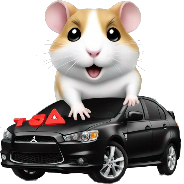 Hamster on a Mitsubishi lancer black  emoji