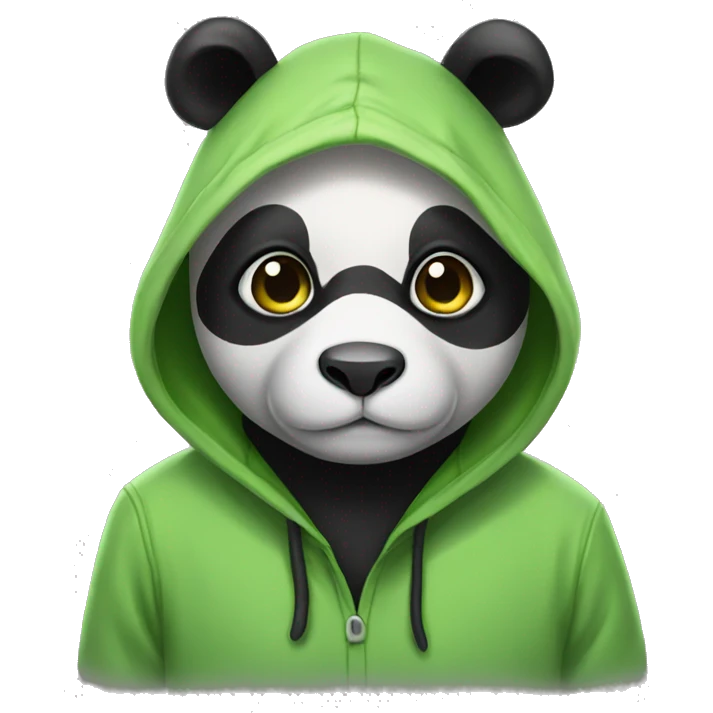 panda wearing frog hoodie emoji