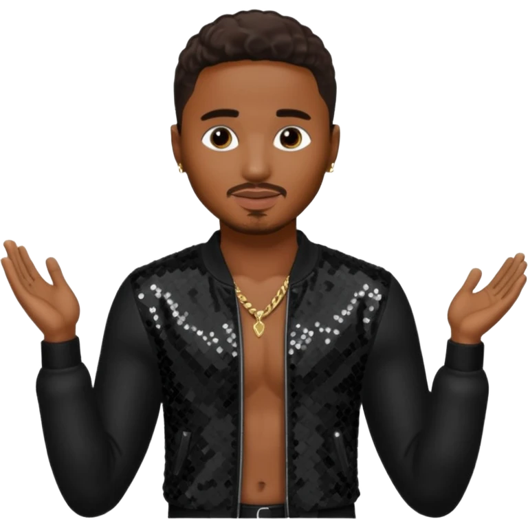 Trey Songz with dark brown hair, black sequin outfit emoji