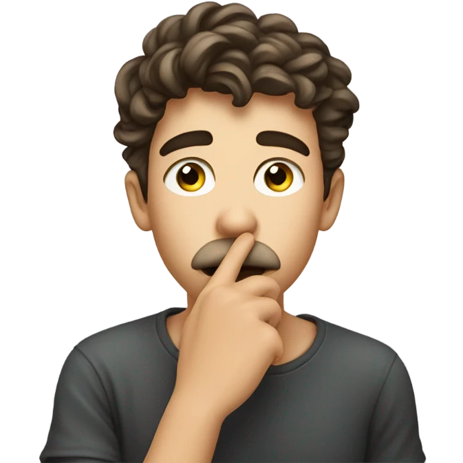 a young man of European appearance covers his mouth with his hand emoji