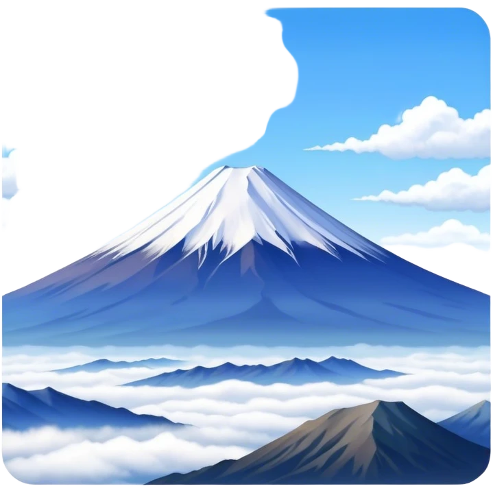 Cinematic Realistic Mount Fuji Landscape Emoji, depicted with the iconic snow-capped peak set against a serene sky rendered with lifelike textures and breathtaking, natural lighting. emoji