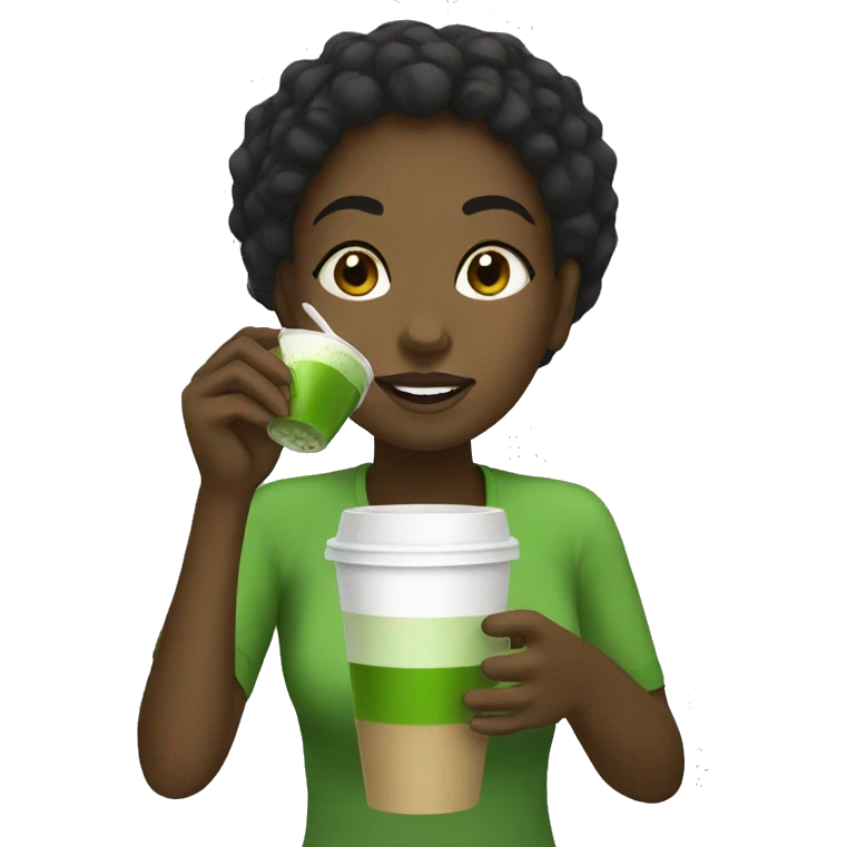Black girl drinking matcha  emoji