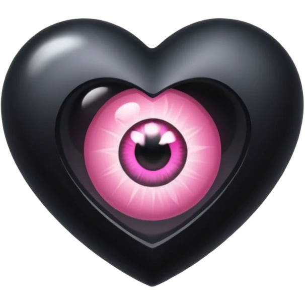 A black heart crystal with a pink eye in the center emoji