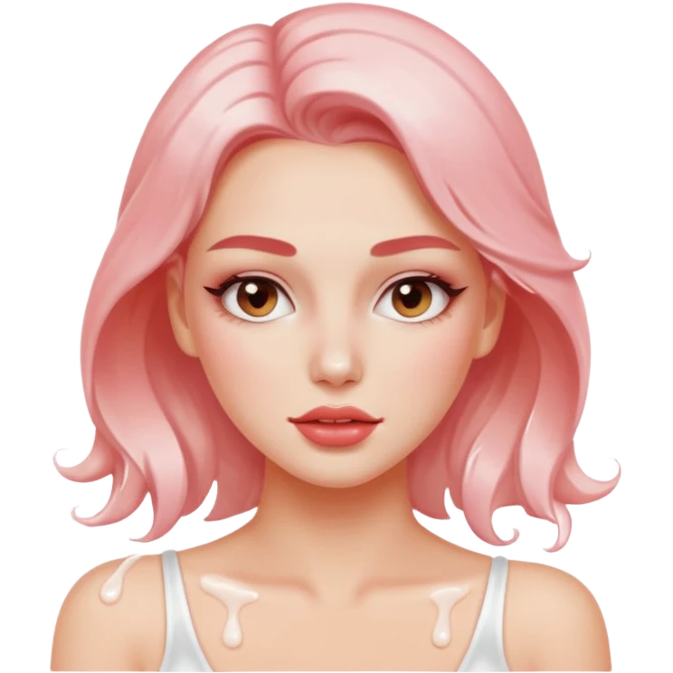 sexy woman blushing with white liquid all over them emoji