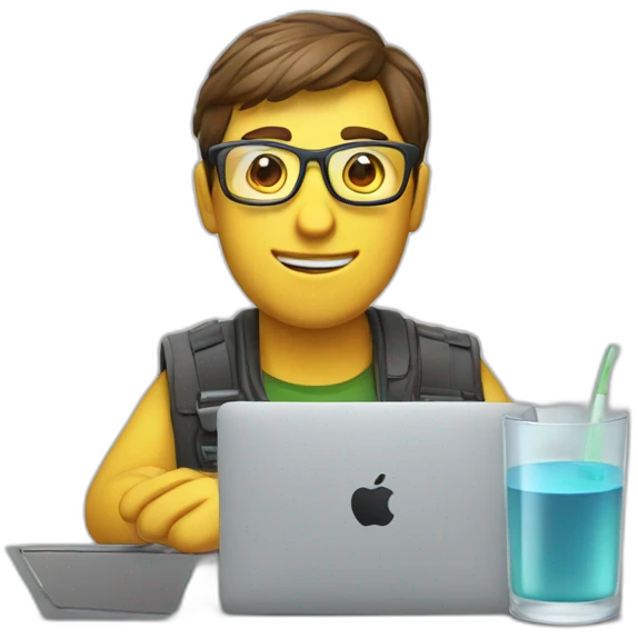 Programmer with glass and MacBook emoji