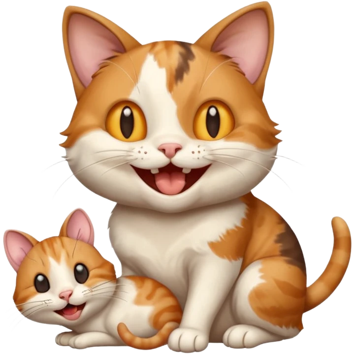 قط يمسك فار ويضحك emoji