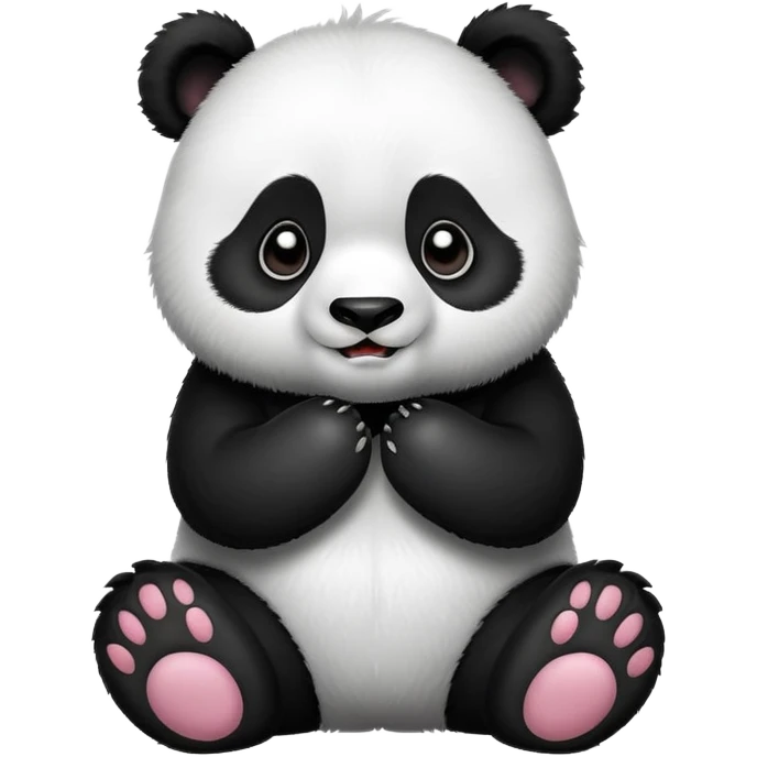 cute panda with grimacing face and paws on cheeks emoji