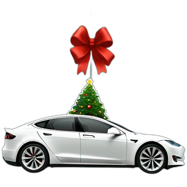 Tesla car as a hanging Christmas tree decoration emoji