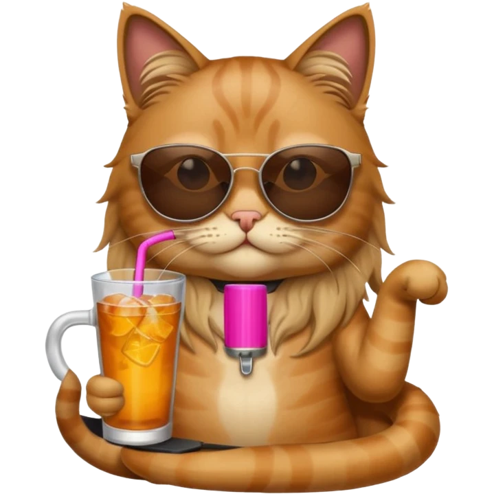 cat long  in drink holders with sunglasses  emoji