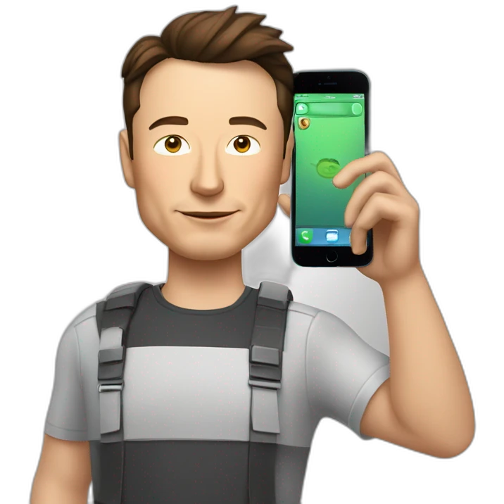 Elon musk avec un iPhone en main  emoji