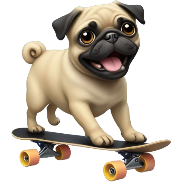 Black pug skating emoji