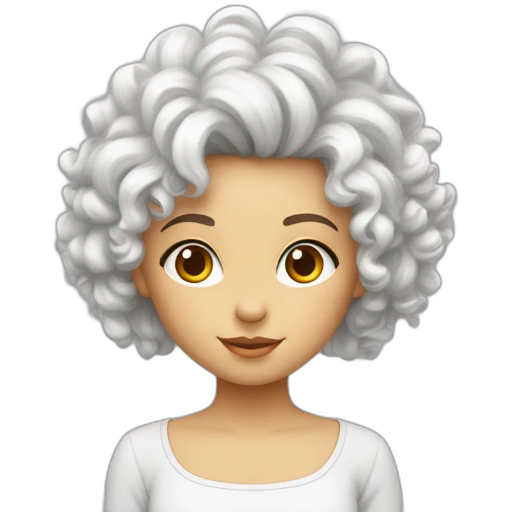Fille au cheveux bouclés avec un top blanc emoji