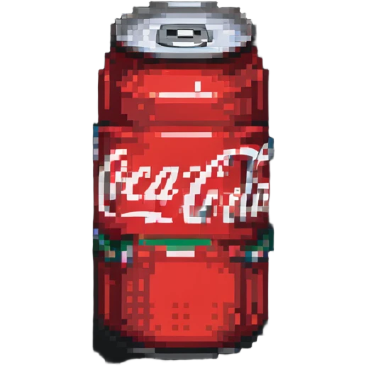 pixel art Coca Cola can with classic logo emoji
