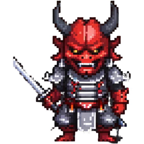 Devil samurai with red oni mask emoji