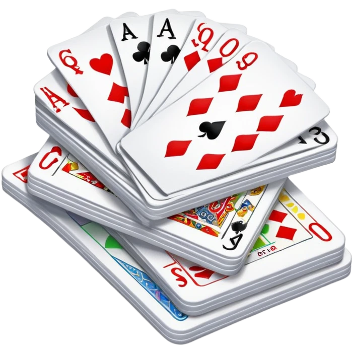 Canasta card game with a pile of cards and score pad emoji