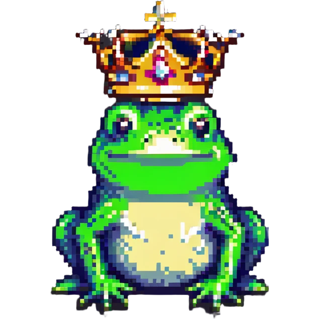 a crowned frog, facing forward emoji