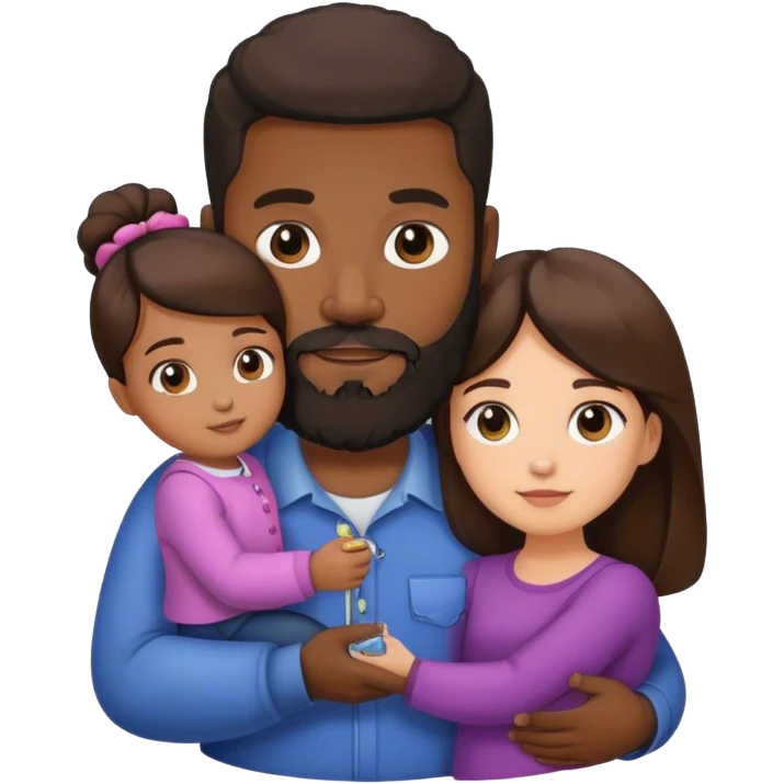 Black man with facial hair hold small pretty brunette woman emoji
