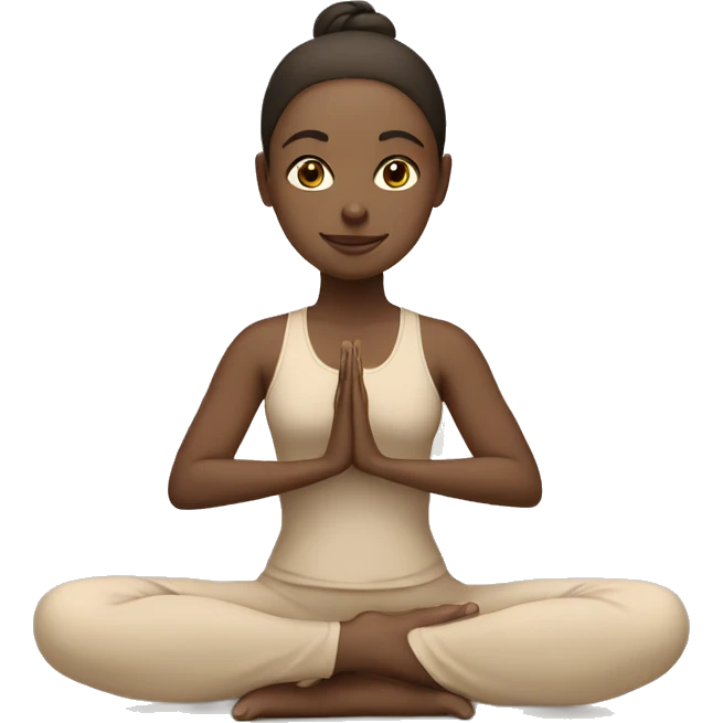 White Brunette Girl doing yoga in beige tones  emoji