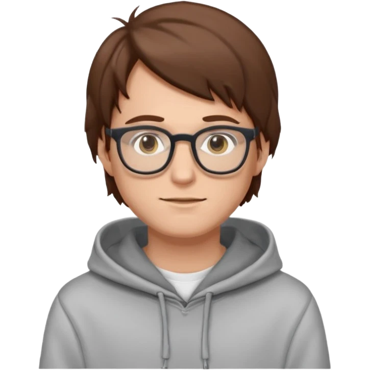 A white guy with glasses and brown hair wearing a hoodie emoji