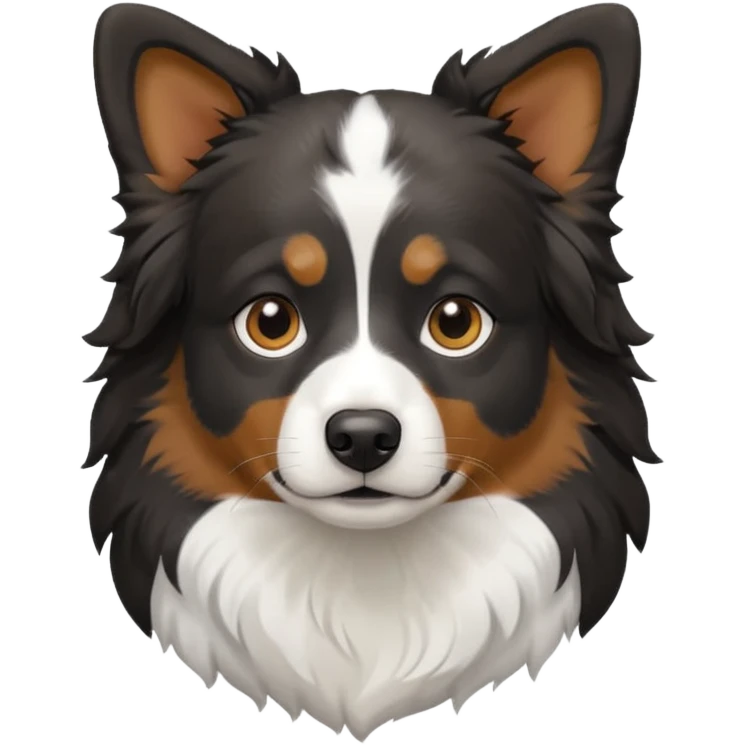 Black tricolor mini Australian shepherd dog full white collar  emoji