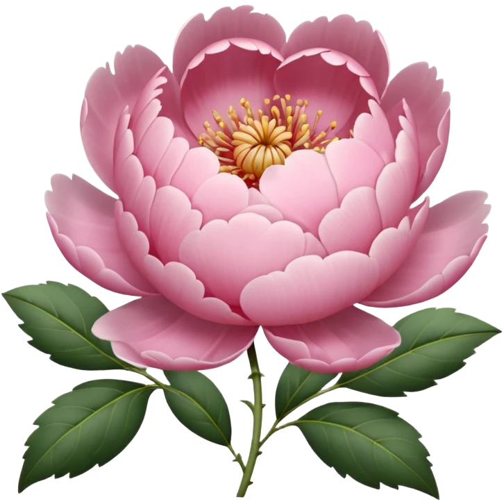 Peony of soft pink color with a heart emoji