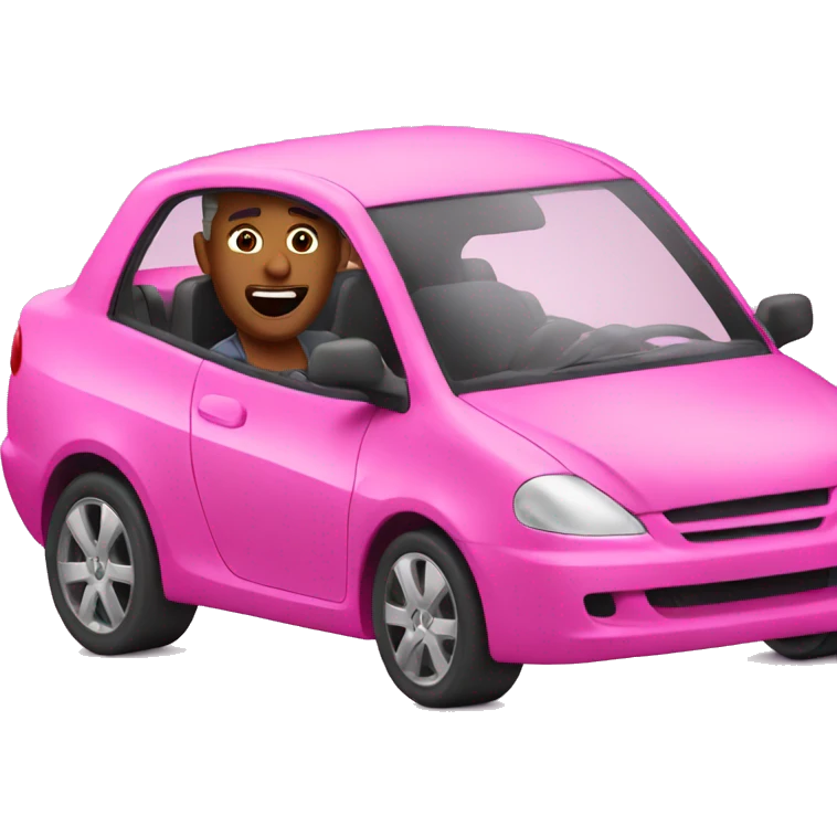 Man driving a fast pink car emoji