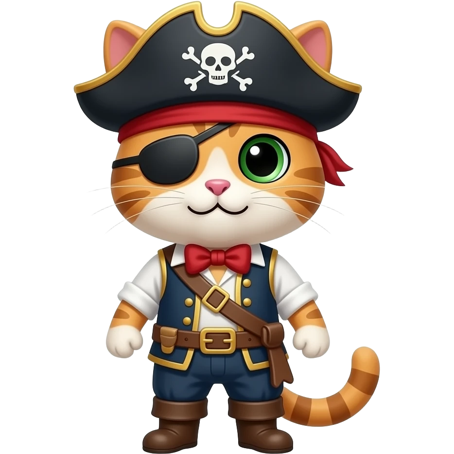 pirate cat with one eyed mask  face and torso emoji