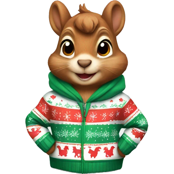 squirrel wearing christmas Sweatshirt  emoji
