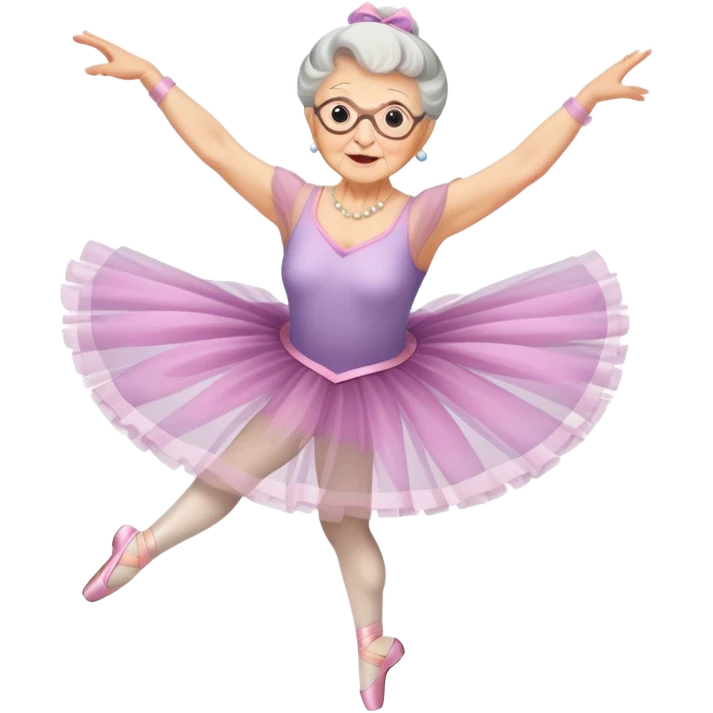 grandma performing a ballet leap emoji