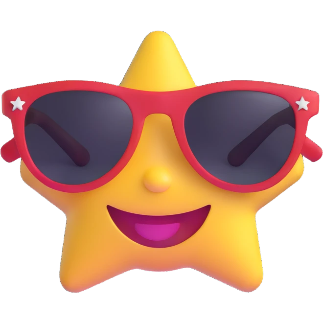 smiling face with star-shaped sunglasses emoji