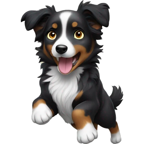 Small black australian shepherd dog casting spell  emoji