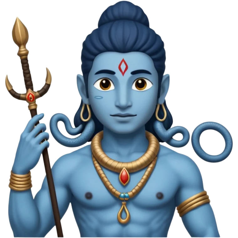 Mahadev real god  shiv not like cartoon  blue body and trishul and and had damru and nack around sanke  emoji