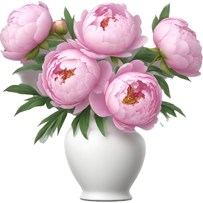 Pink peonies in white vase ￼ emoji