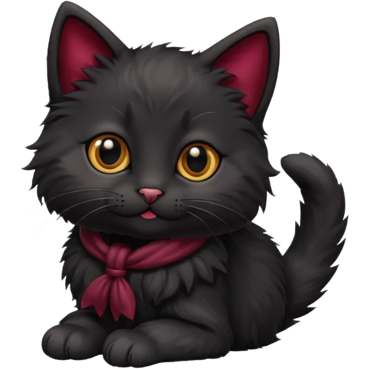black kitten with a burgundy knot emoji