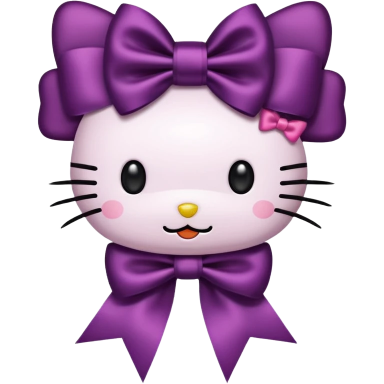 Hello kitty with dark plum color satin realistic bow emoji