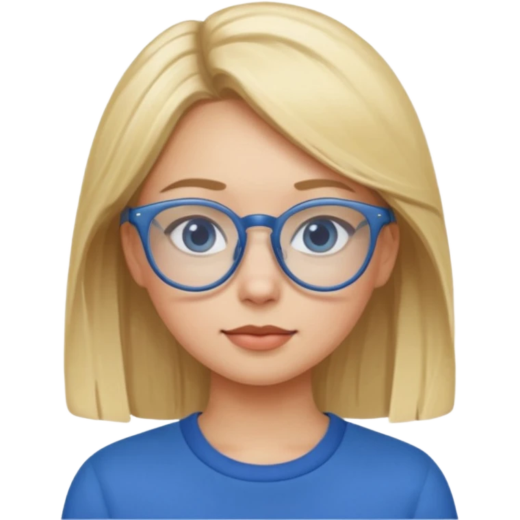 blond girl with eyeglass and blue outfit emoji