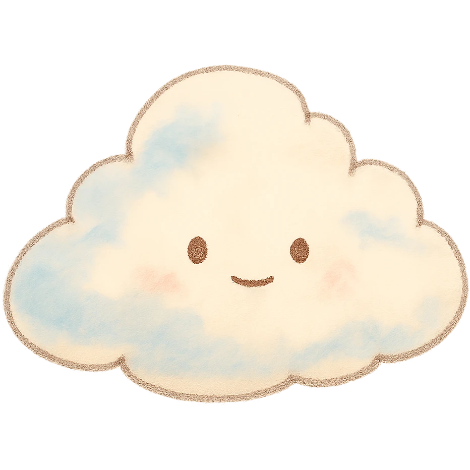 icon of a cloud, soft colors, whimsical, ghibli style emoji