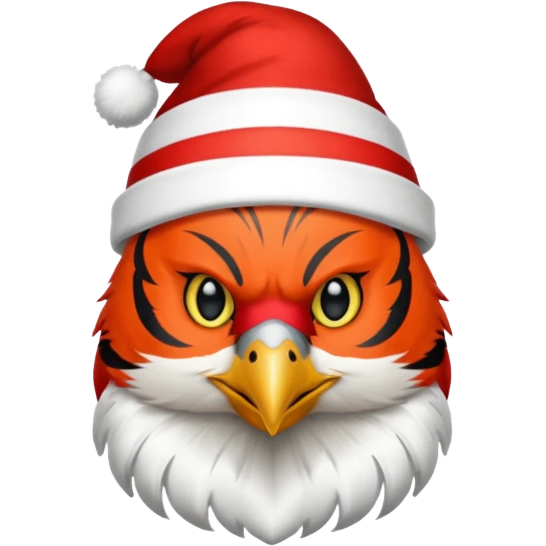 Cardinal bird wearing a stocking cap that has Bengals on it emoji