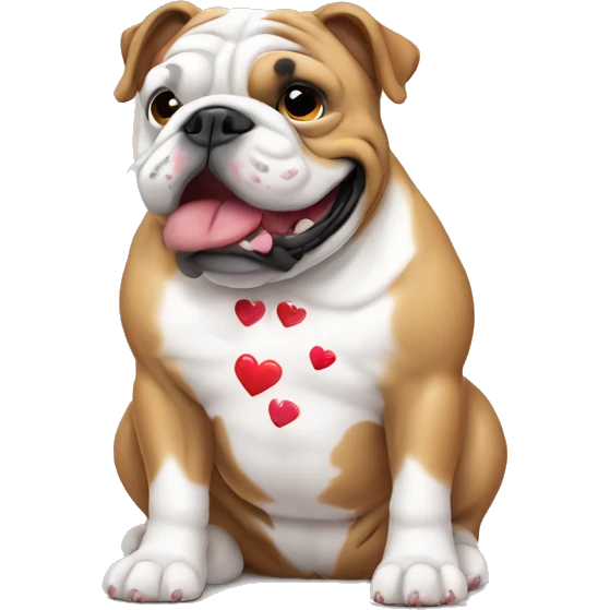 English bulldog with hearts emoji