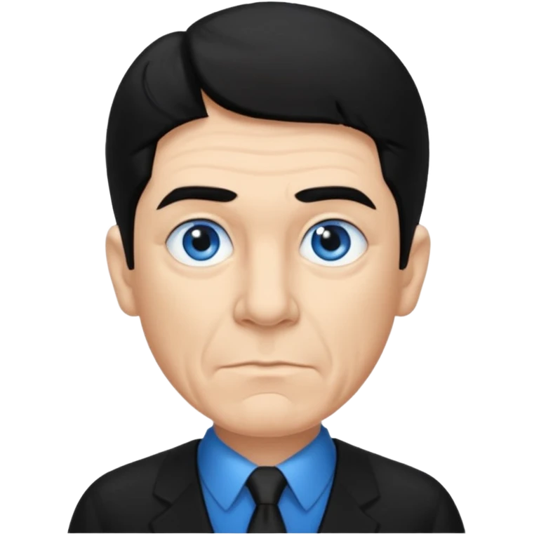 Shemp Howard from the Three Stooges with blue eyes, black hair, black outfit emoji