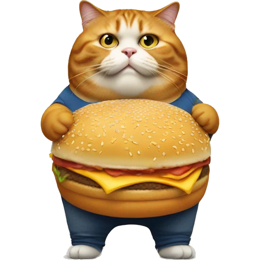 Very fat cat eating McDonald’s  emoji