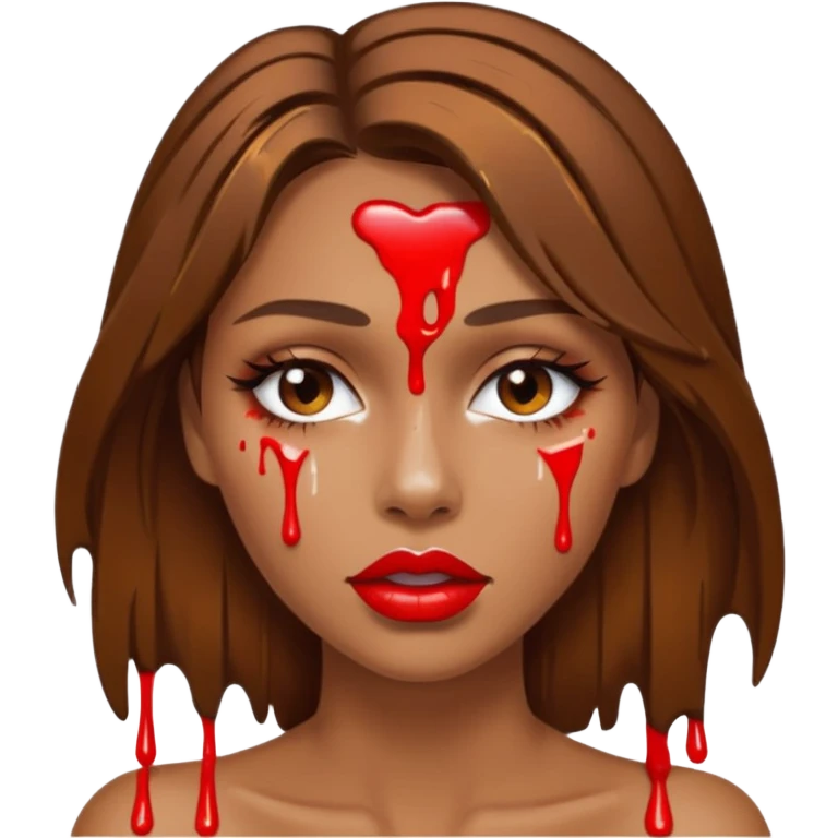 Brown Hair, Woman, white paint drip, face, hot, Sexy, lips emoji