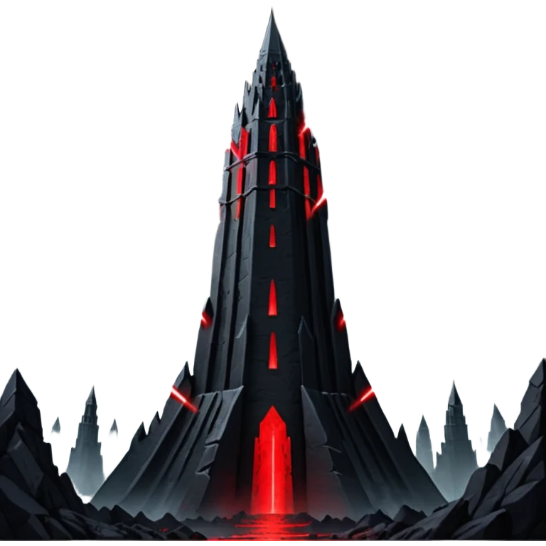 Barad Dúr from Lord of the Rings, Dark, giant Tower, with red laser beams shooting into the sky emoji