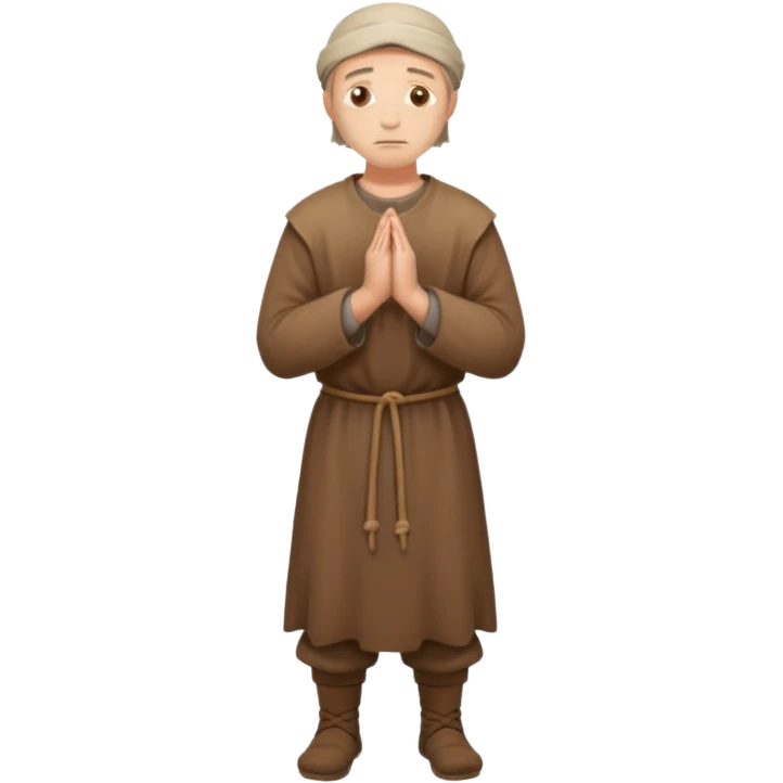 medieval peasant standing and praying full body emoji