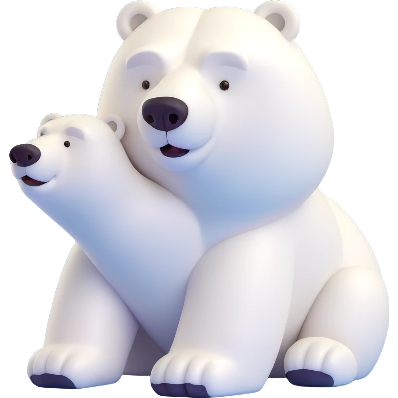 polar bear, smooth, white fur, cute emoji