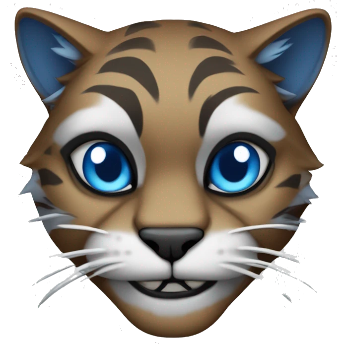 Wildcat mascot, garnet and grey background, blue football eye paint underneath emoji