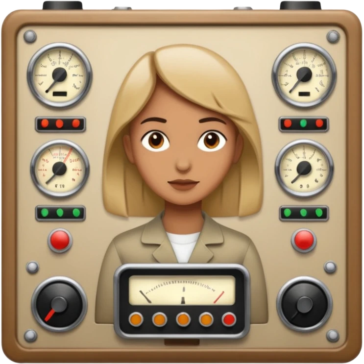 person with vintage control panel. emoji