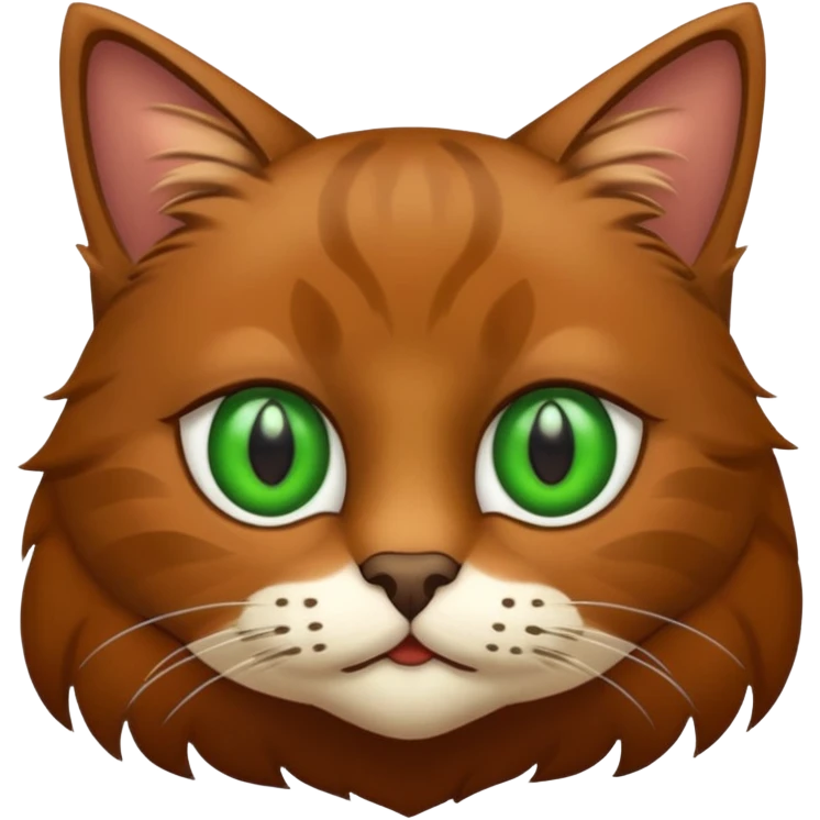 eine braune flauschige niedliche katze mit grünen augen (nicht leuch sondern matt) emoji