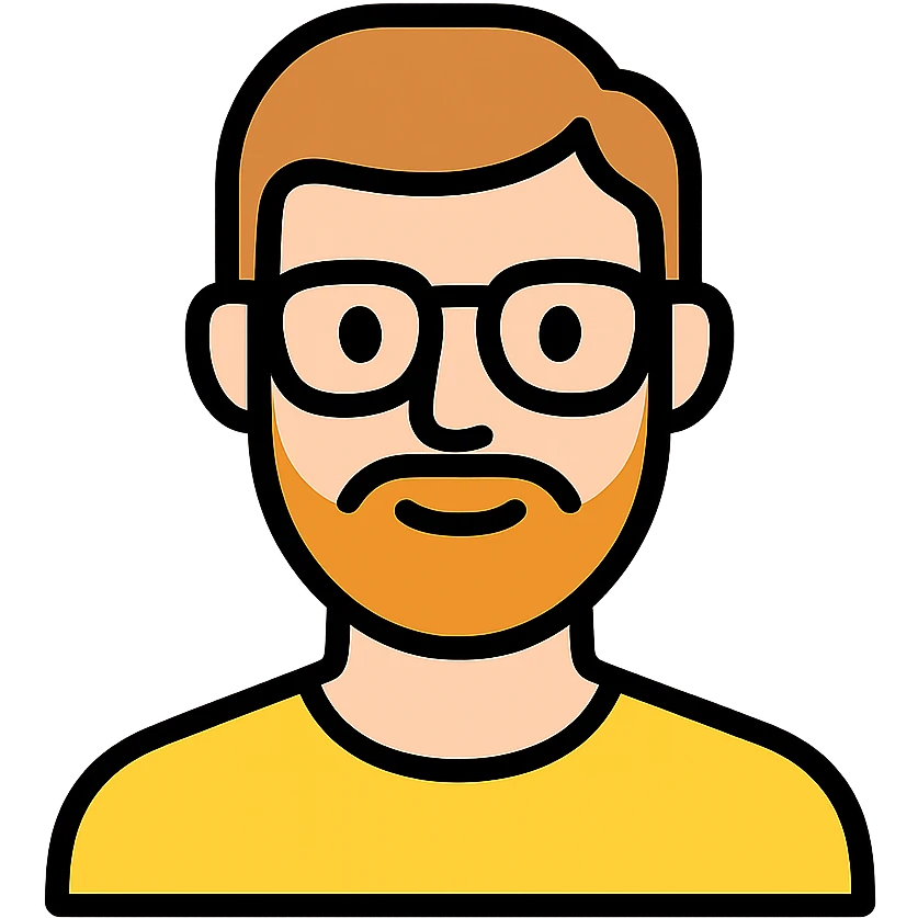 male with a light beard and glasses, color outline icon style emoji